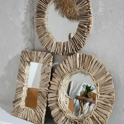 Miroirs - Le Miroir Driftwood Halo - Naturel - M - BAZAR BIZAR LIVING