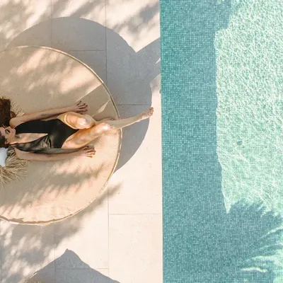Transats - Lit bain de soleil rond effet raphia - MX HOME