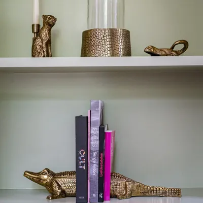 Sculptures, statuettes and miniatures - The Crocodile Book Stands - Brass - BAZAR BIZAR LIVING