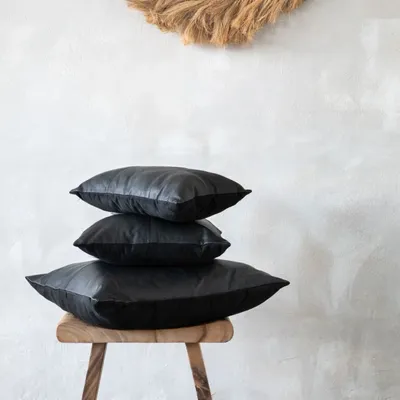 Coussins - La Housse De Coussin Four Leather Panel - Noir - 40x40 - BAZAR BIZAR LIVING