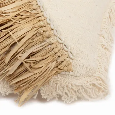 Coussins - La Housse de Coussin Raffia Cotton - Blanc Naturel - 60x60 - BAZAR BIZAR LIVING