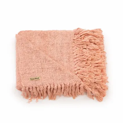 Throw blankets - The s'il vous Plaid - Salmon Pink - BAZAR BIZAR LIVING