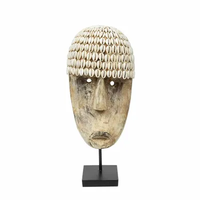 Decorative objects - The Cowrie Mask on Stand - Medium - BAZAR BIZAR LIVING