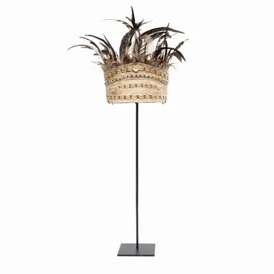 Decorative objects - The Guinea Feather Hat on Stand - Natural Black - BAZAR BIZAR LIVING