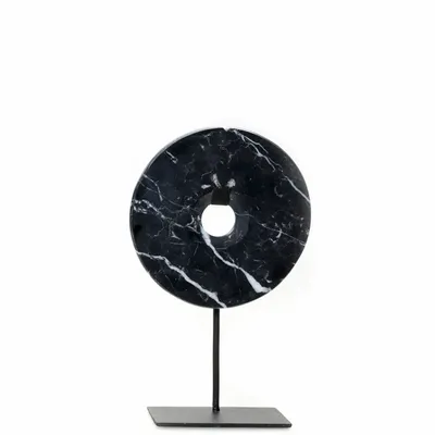 Decorative objects - The Marble Disc on Stand - Black - M - BAZAR BIZAR LIVING