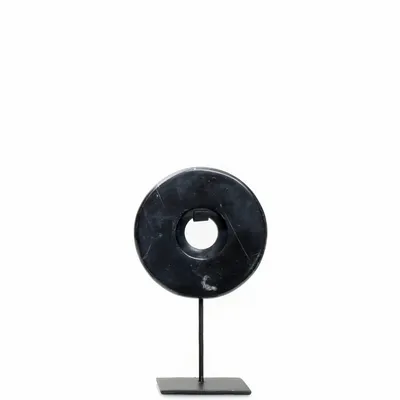 Decorative objects - The Marble Disc on Stand - Black - S - BAZAR BIZAR LIVING