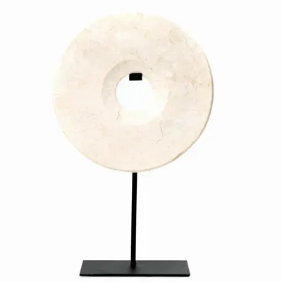 Decorative objects - The Marble Disc on Stand - White - L - BAZAR BIZAR LIVING