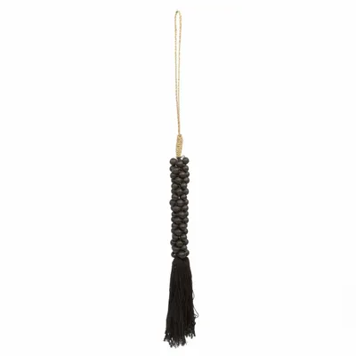 Objets de décoration - Les perles en bois avec pompon en coton - noires - BAZAR BIZAR LIVING