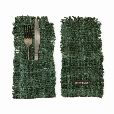 Couverts de service - Le Porte-couverts Oh My Gee - Vert Forêt - Lot de 4 - BAZAR BIZAR LIVING