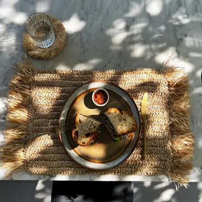 Placemats - The Fringe Raffia Placemat Rectangular - Natural - BAZAR BIZAR LIVING