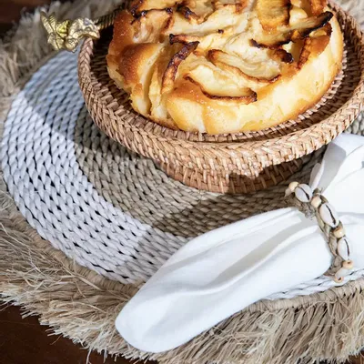 Placemats - The Seagrass Raffia Placemat - Natural White - BAZAR BIZAR LIVING