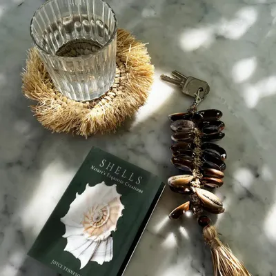 Decorative objects - The Raffia Fishbone Keychain - Natural Black - BAZAR BIZAR LIVING