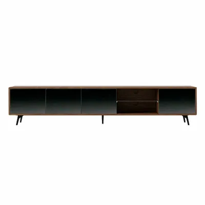Sideboards - Walnut TV cabinet and black mirror effect glass - ANGEL CERDÁ