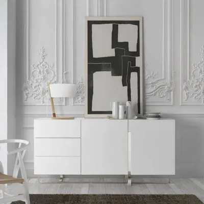 Sideboards - White sideboard with steel legs - ANGEL CERDÁ
