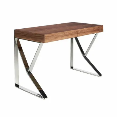 Office furniture and storage - Walnut and steel office desk - ANGEL CERDÁ