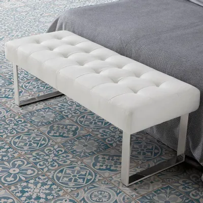 Bancs - Tabouret en similicuir blanc - ANGEL CERDÁ