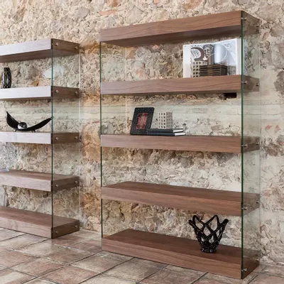Mobilier et rangements pour bureau - Bibliothèque en noyer et verre - ANGEL CERDÁ