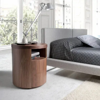Night tables - Round walnut bedside table - ANGEL CERDÁ