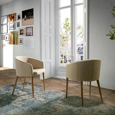 Chaises - Chaise de table à manger rembourrée en tissu - ANGEL CERDÁ