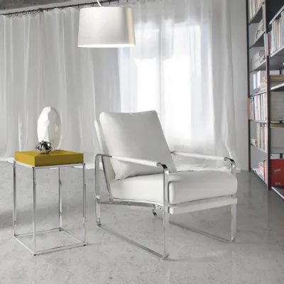 Armchairs - White leatherette upholstered armchair - ANGEL CERDÁ