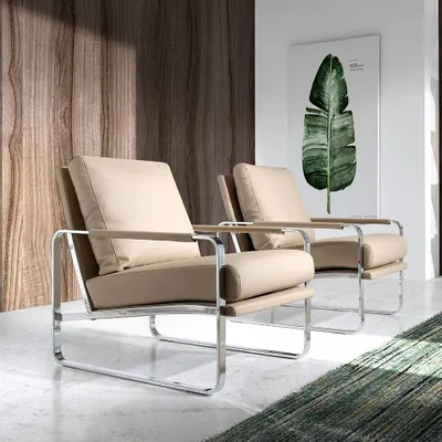 Armchairs - Upholstered armchair mink eco-leather - ANGEL CERDÁ