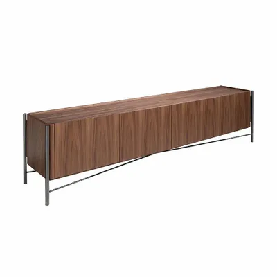 Sideboards - TV stand in walnut wood and darkened steel - ANGEL CERDÁ