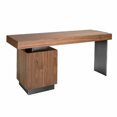 Mobilier et rangements pour bureau - Bureau en bois de noyer et acier poli - ANGEL CERDÁ