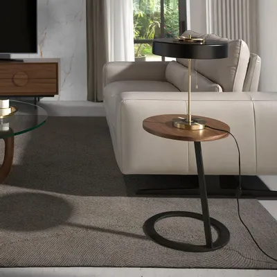 Coffee tables - Round walnut corner table - ANGEL CERDÁ