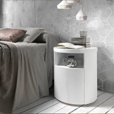 Night tables - Round white bedside table - ANGEL CERDÁ