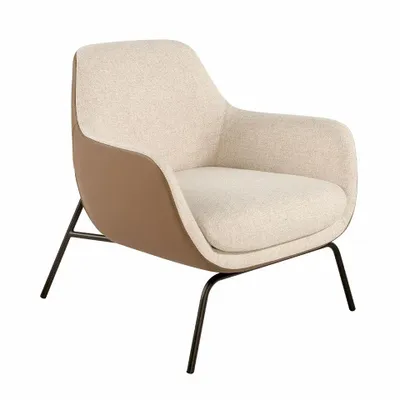 Armchairs - Armchair upholstered in fabric with leatherette backrest - ANGEL CERDÁ