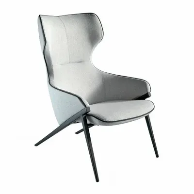 Armchairs - Armchair upholstered gray fabric with black edges - ANGEL CERDÁ