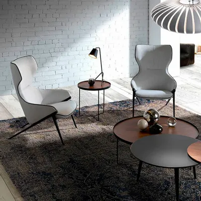 Armchairs - Armchair upholstered gray fabric with black edges - ANGEL CERDÁ