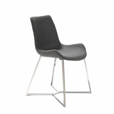 Chairs - Upholstered gray fabric Dining table chair - ANGEL CERDÁ