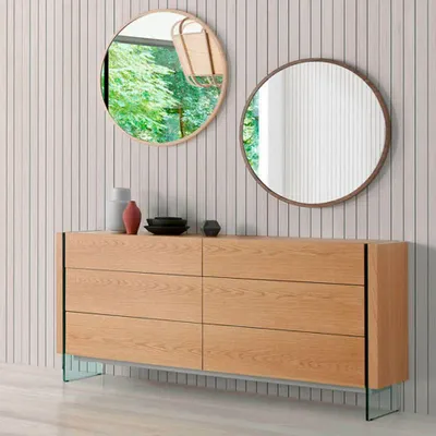 Mirrors - Round hanging mirror leather ribbon - ANGEL CERDÁ