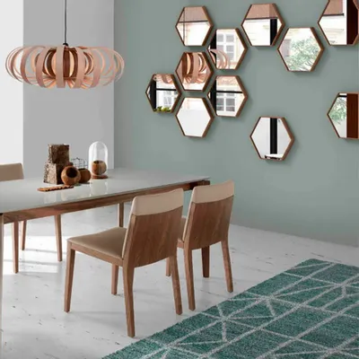 Miroirs - Miroir hexagonal en noyer - ANGEL CERDÁ