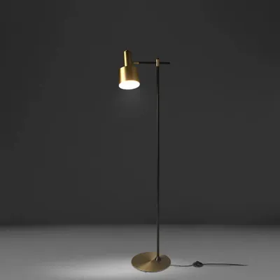Floor lamps - Floor lamp gold aluminium and black steel - ANGEL CERDÁ