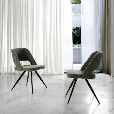Chaises - Chaise de salle à manger rembourrée en tissu gris - ANGEL CERDÁ