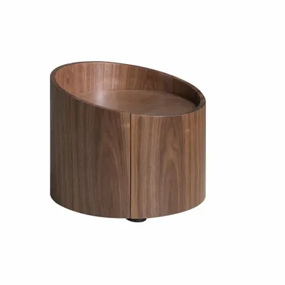 Tables de nuit - Table de chevet ronde en noyer - ANGEL CERDÁ