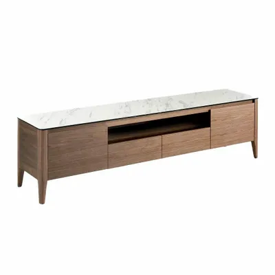 Sideboards - Porcelain and walnut TV cabinet - ANGEL CERDÁ