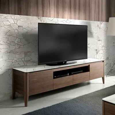 Sideboards - Porcelain and walnut TV cabinet - ANGEL CERDÁ