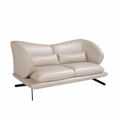 Sofas - 2 seater sofa upholstered in leather Taupe Grey color - ANGEL CERDÁ