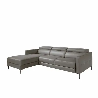 Canapés - Canapé chaise longue en cuir gris foncé avec mécanisme relax - ANGEL CERDÁ