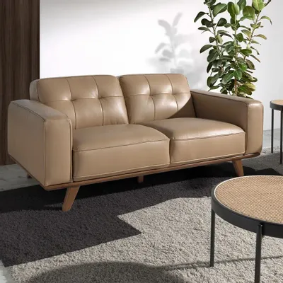 Sofas - 2 seater sofa upholstered in leather sand - ANGEL CERDÁ