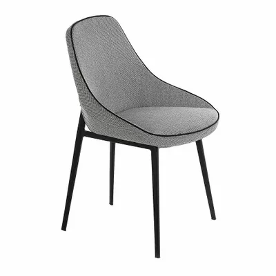 Chaises - Chaise de table à manger en tissu gris avec garniture noire - ANGEL CERDÁ