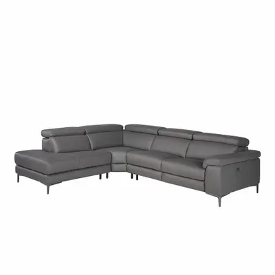 Sofas - Corner sofa upholstered in grey leather leather - ANGEL CERDÁ