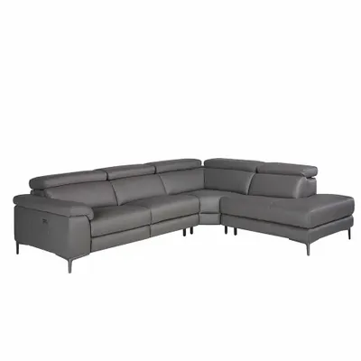 Sofas - Corner sofa upholstered in grey leather leather - ANGEL CERDÁ