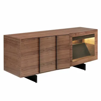Sideboards - Walnut and black steel sideboard - ANGEL CERDÁ