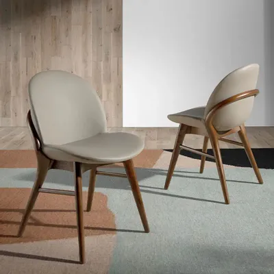 Chairs - Dining chair upholstered in eco-leather and walnut coloured ash frame - ANGEL CERDÁ