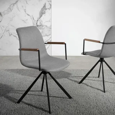 Chairs - Gyratory chair in fabric and black steel legs - ANGEL CERDÁ