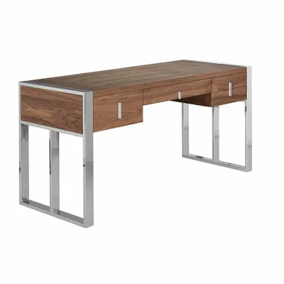 Bureaux - Bureau en noyer et acier chromé - ANGEL CERDÁ